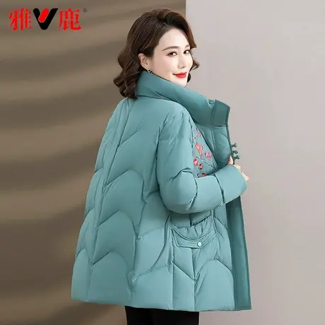雅鹿妈妈装羽绒服女短款2023年新款中老年立领中国风洋气外套冬季商品大图