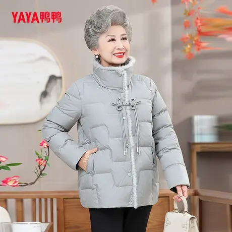 鸭鸭羽绒服女2023年冬季新品妈妈装中老年短款保暖外套Q图片