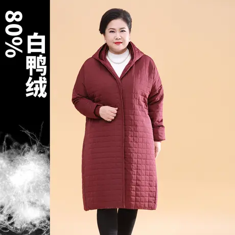 300斤胖妈妈轻薄羽绒服特大码中年女士中长款冬装外套2018冬新款图片